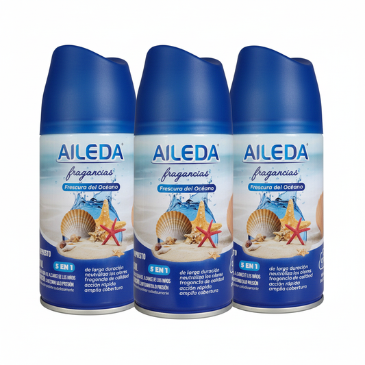 AILEDA Fragancias Frescura del Océano aerosol 3 unidades fondo blanco